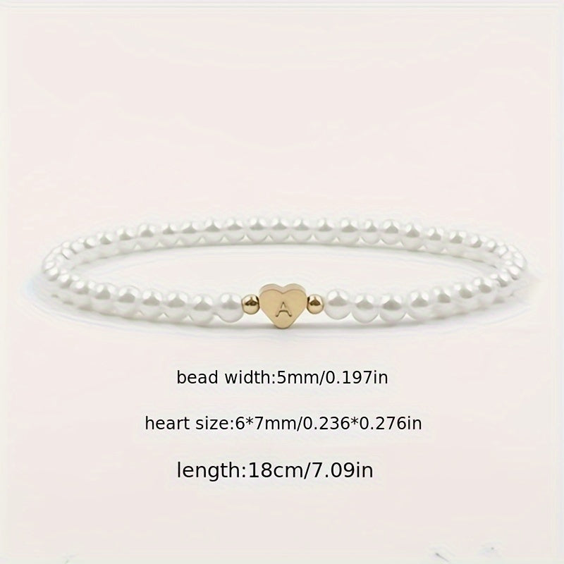Stylish Heart Initial Bracelet (A–Z)