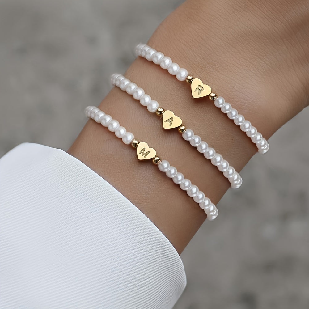 Stylish Heart Initial Bracelet (A–Z)