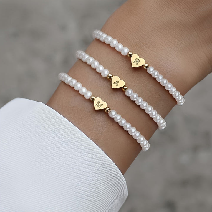 Stylish Heart Initial Bracelet (A–Z)