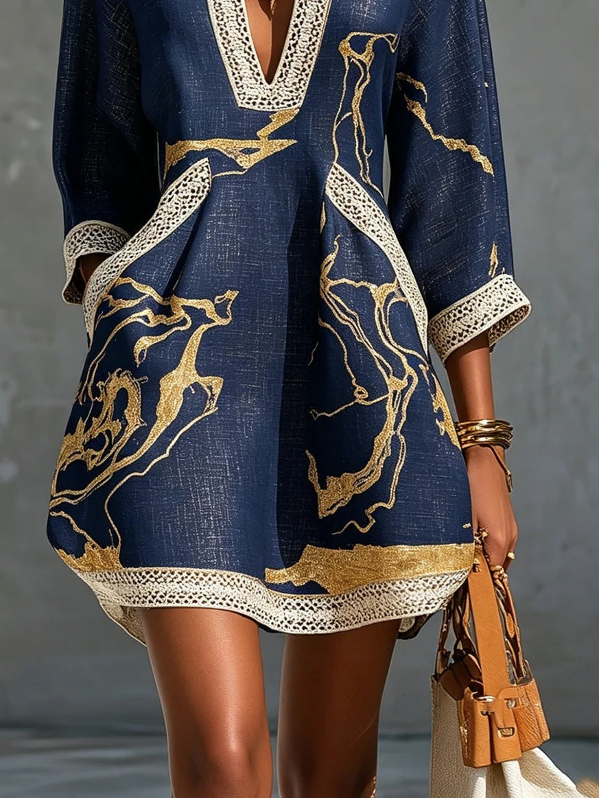 Bianca™ | Mini-robe marbrée dorée