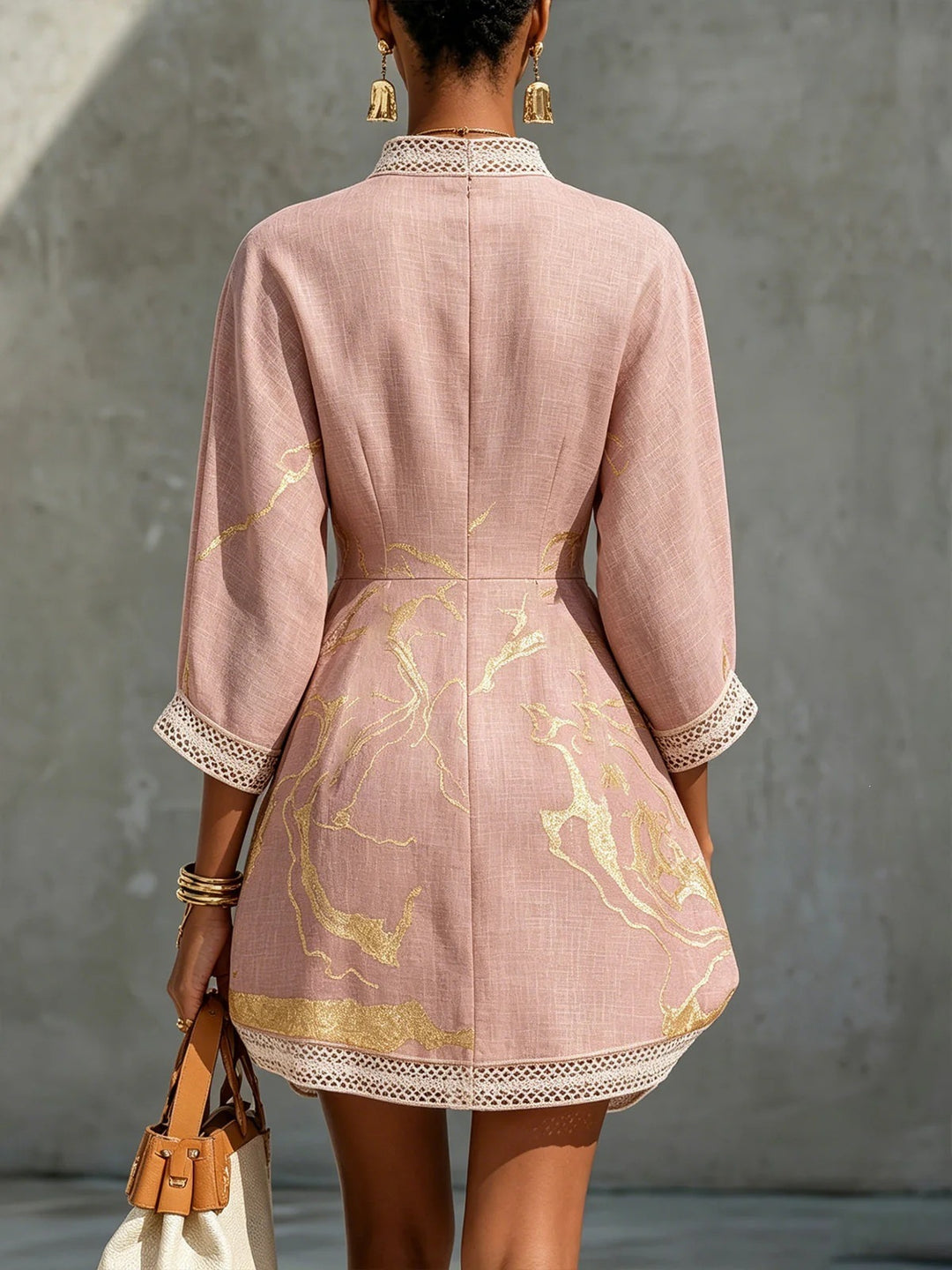 Bianca™ | Mini-robe marbrée dorée