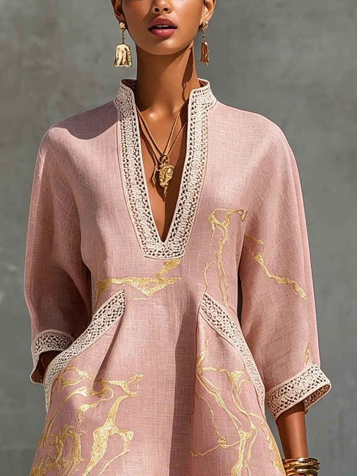 Bianca™ | Mini-robe marbrée dorée