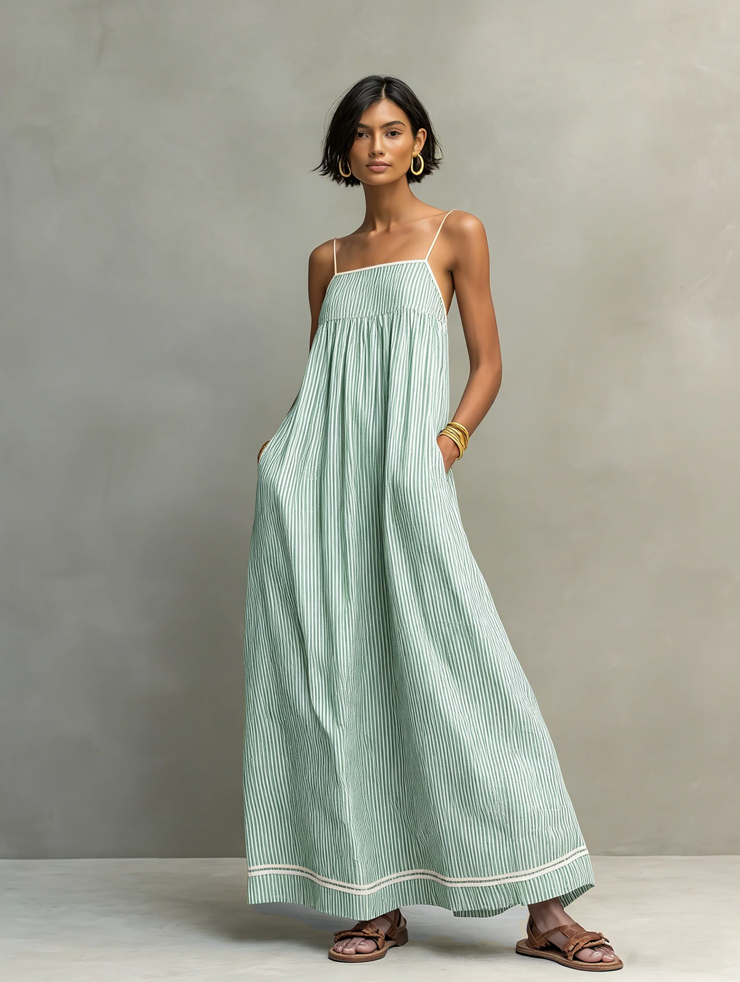 Elara™ | Seaside Stripe Maxi Dress
