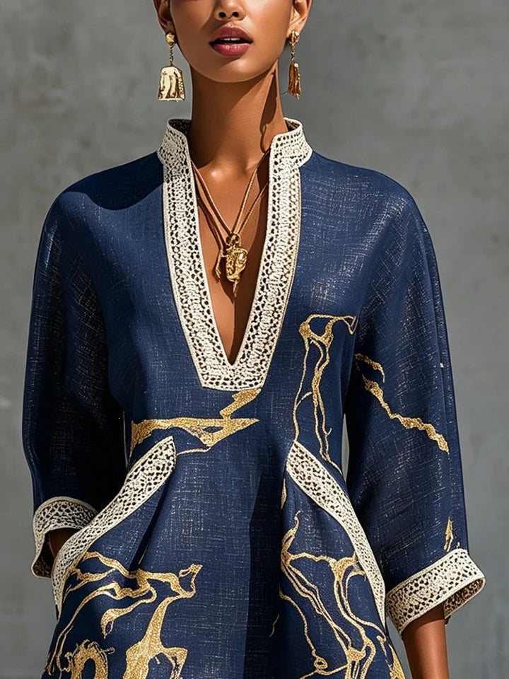 Bianca™ | Mini-robe marbrée dorée