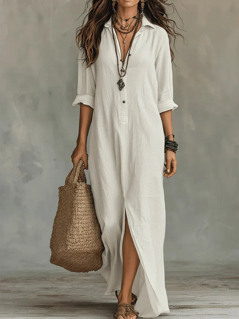 Harper™ | Bohemian Button-Front Maxi Dress
