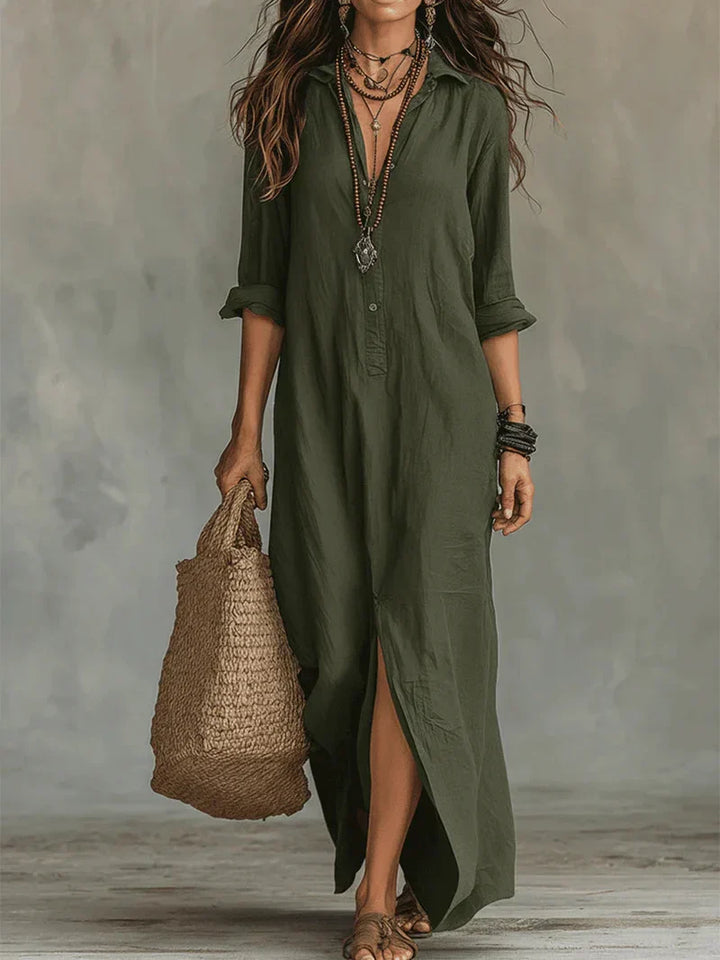 Harper™ | Bohemian Button-Front Maxi Dress