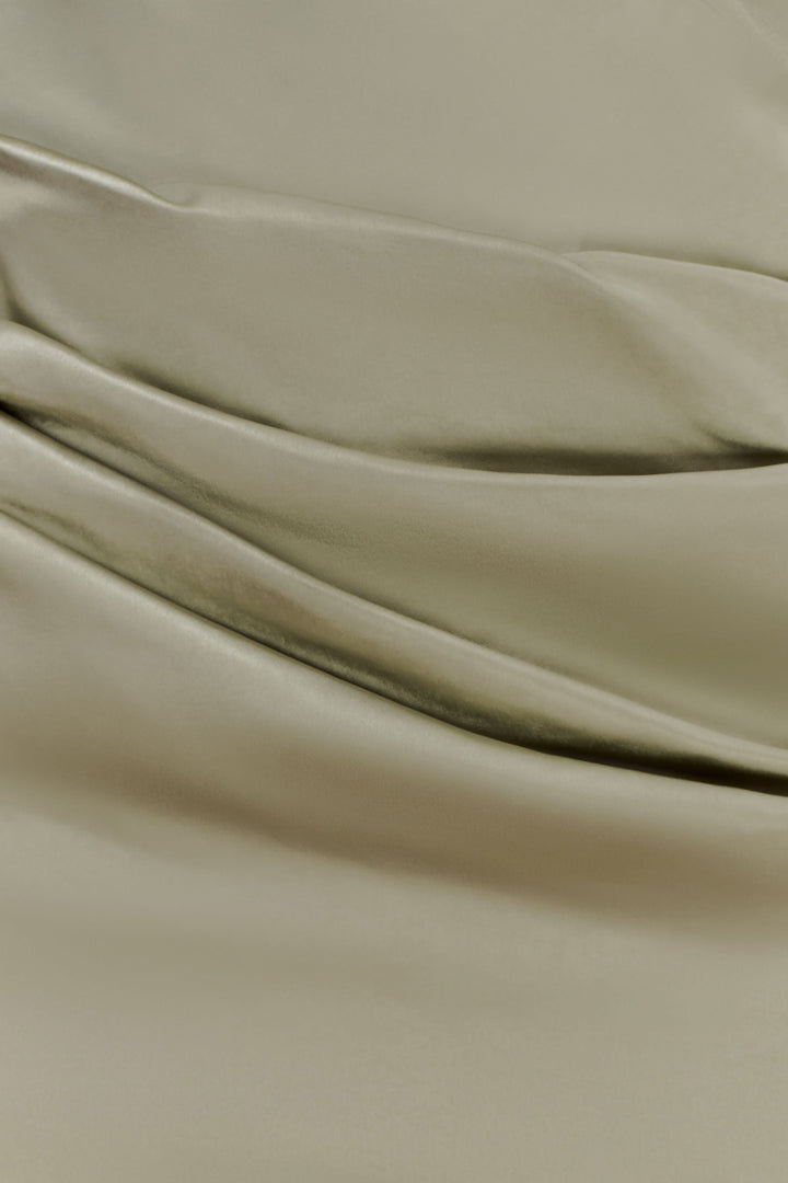 Dalia Off Shoulder Satin Maxi Dress - Sage