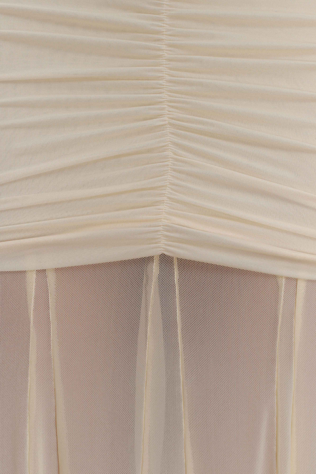 Caspian Slinky And Mesh Off Shoulder Maxi Dress - Ivory