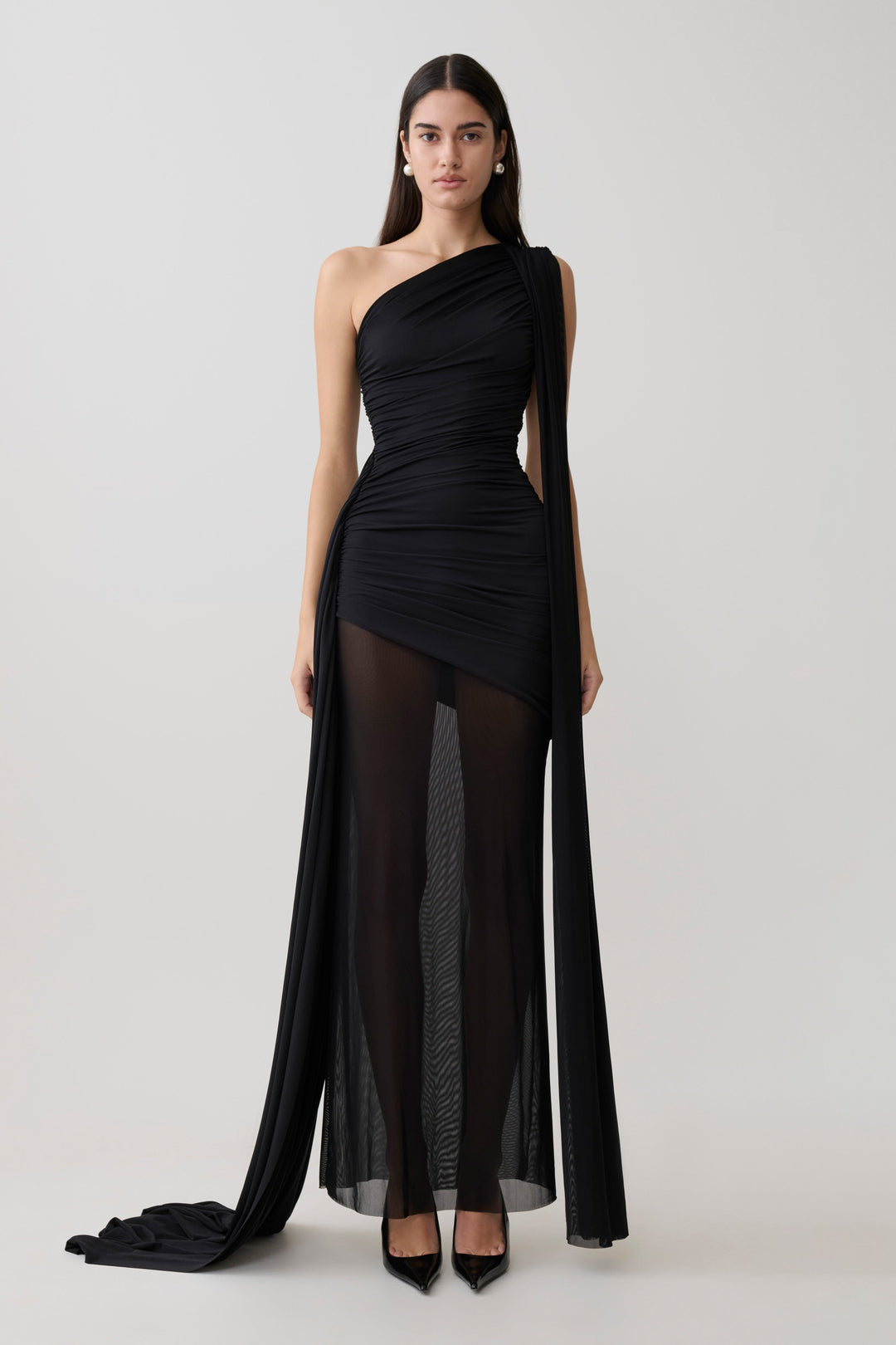 Asher Slinky One Shoulder Maxi Dress - Black