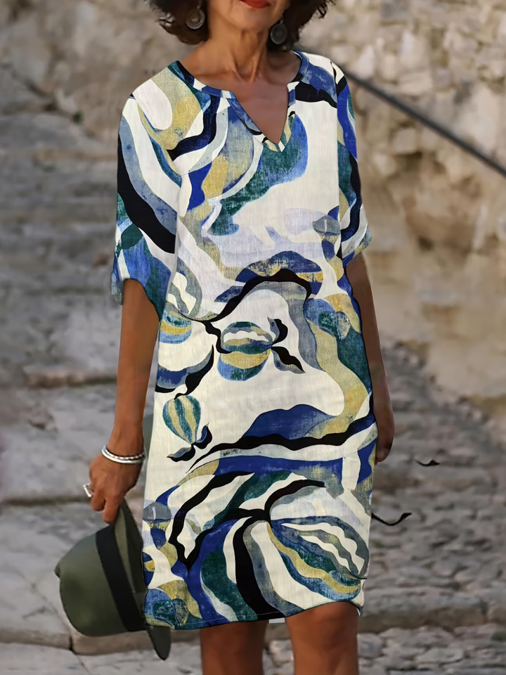 Vivienne™ | Coastal Abstract Shift Dress