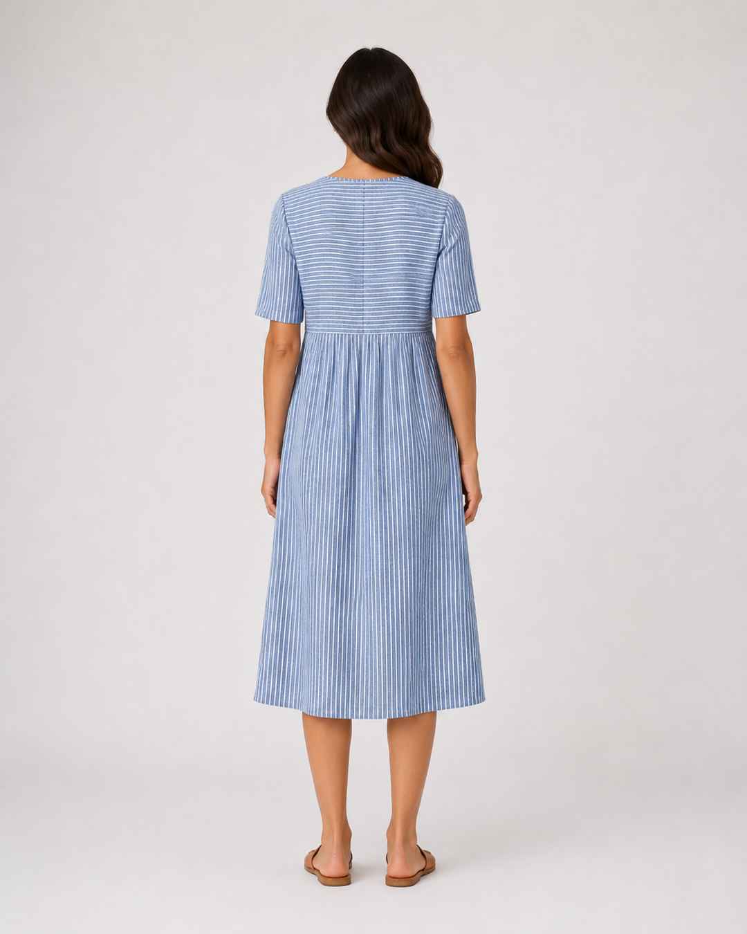 Lillian™ | Robe midi boutonnée à rayures Harbour