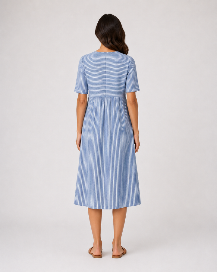 Lillian™ | Robe midi boutonnée à rayures Harbour