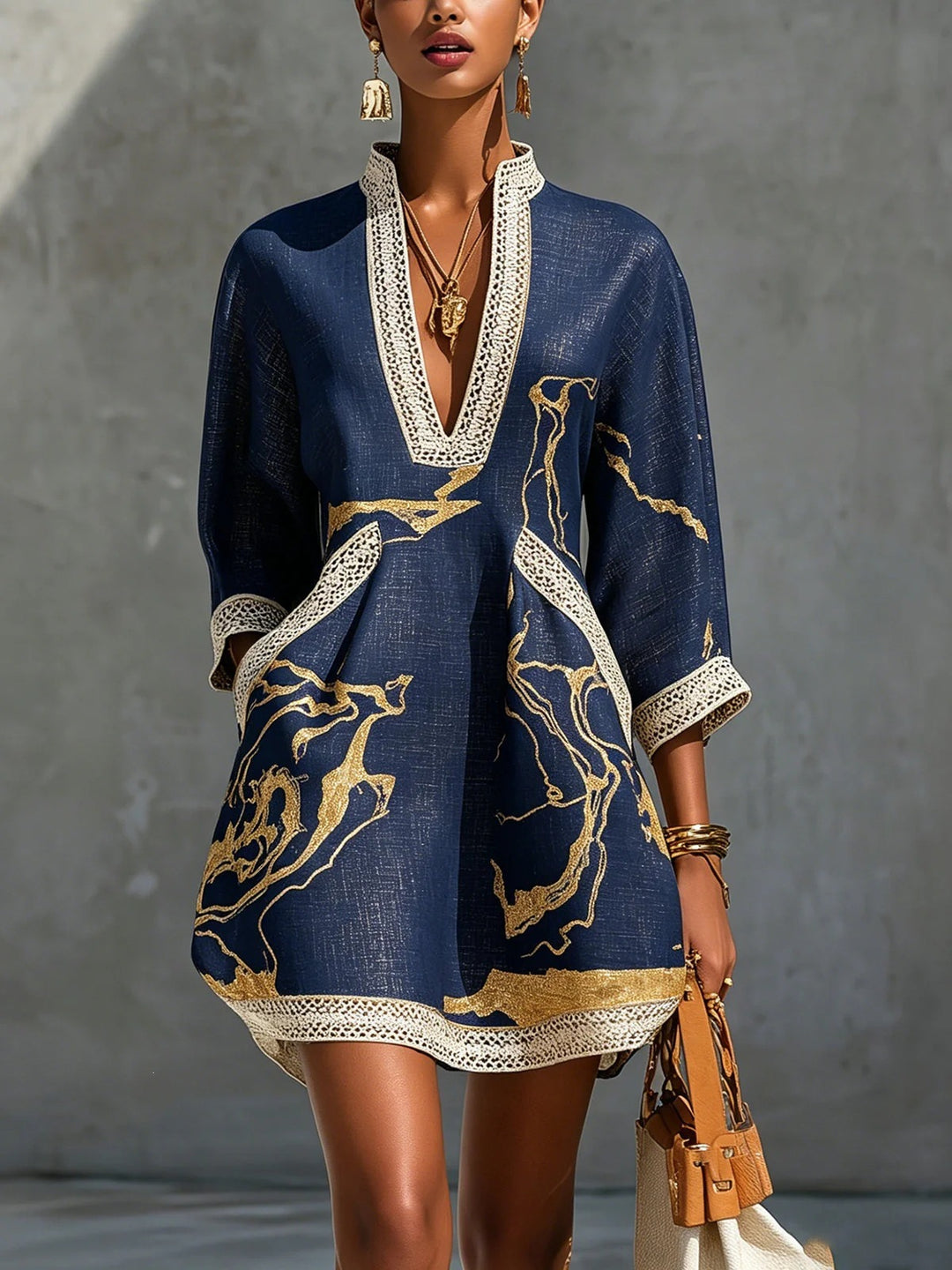 Bianca™ | Mini-robe marbrée dorée