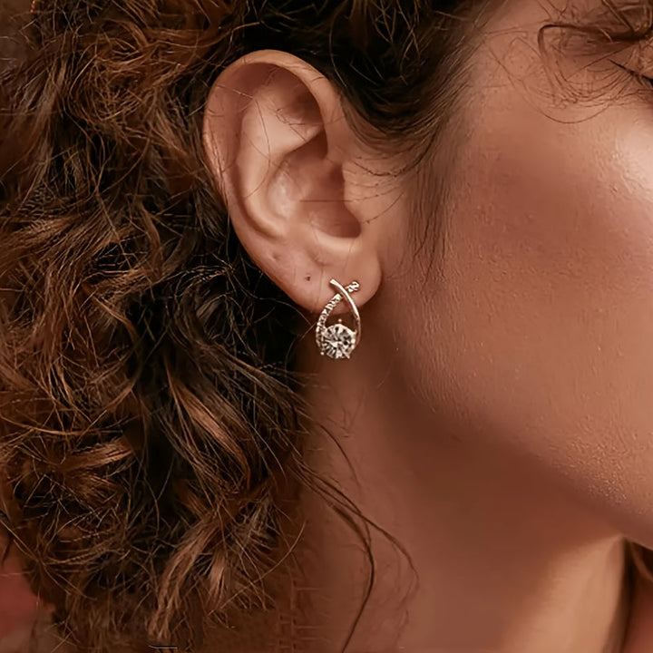 Gold Cross Earrings Adorned with Zirconia