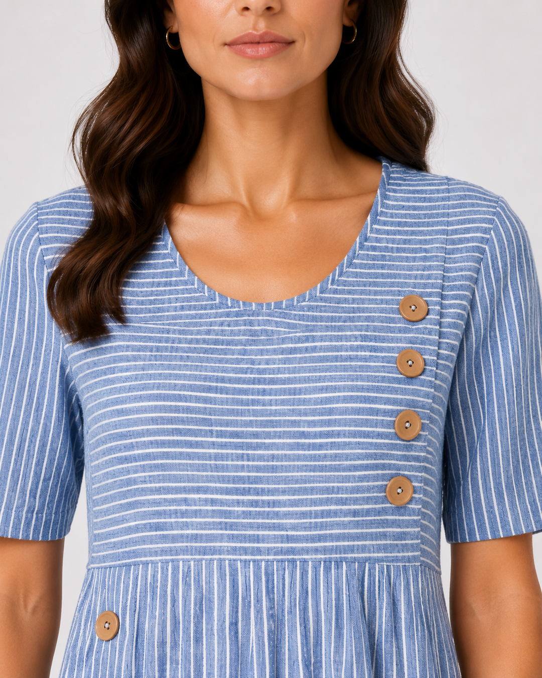 Lillian™ | Robe midi boutonnée à rayures Harbour