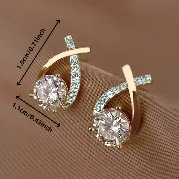 Gold Cross Earrings Adorned with Zirconia