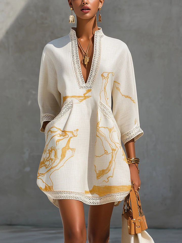 Bianca™ | Mini-robe marbrée dorée