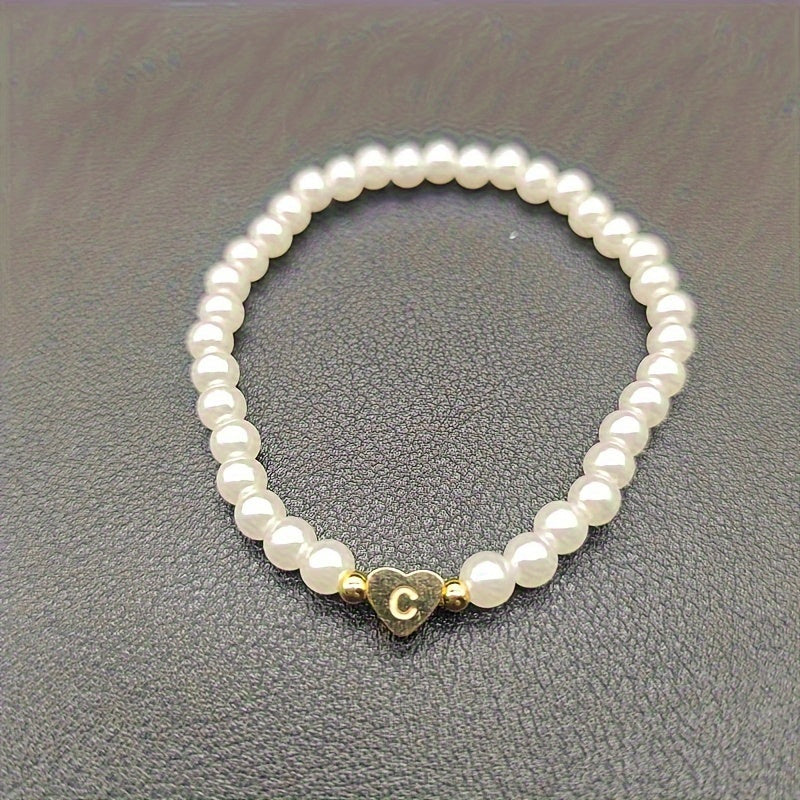 Stylish Heart Initial Bracelet (A–Z)