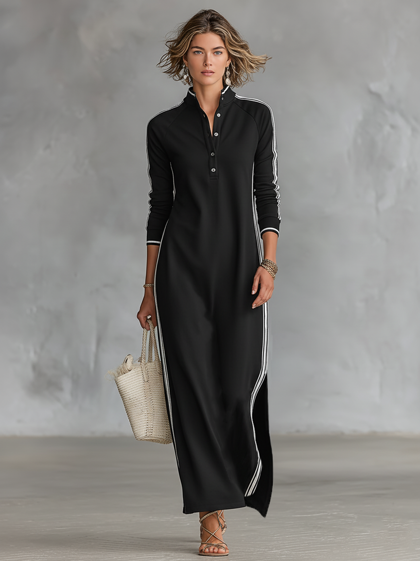 Camille™ | Contrast-Trim Sport Maxi Dress