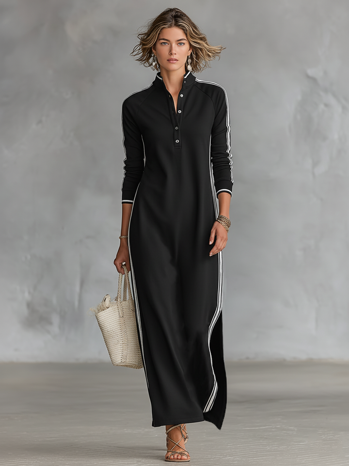 Camille™ | Contrast-Trim Sport Maxi Dress