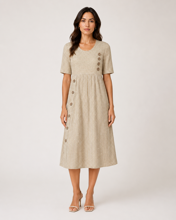Lillian™ | Robe midi boutonnée à rayures Harbour