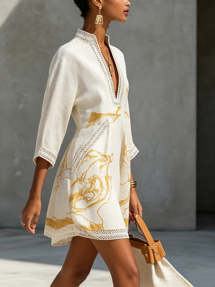 Bianca™ | Mini-robe marbrée dorée