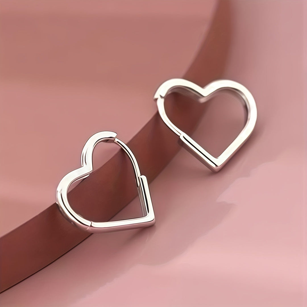 Heart-Shaped Stainless Steel Earrings in Gold