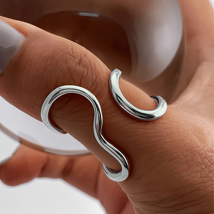 Stylish Asymmetrical Wave Ring