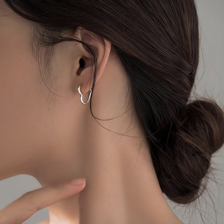 Heart-Shaped Stainless Steel Earrings in Gold