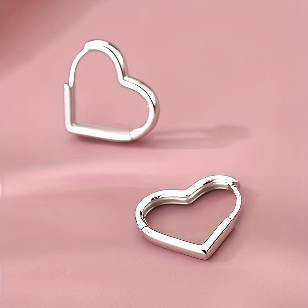 Heart-Shaped Stainless Steel Earrings in Gold