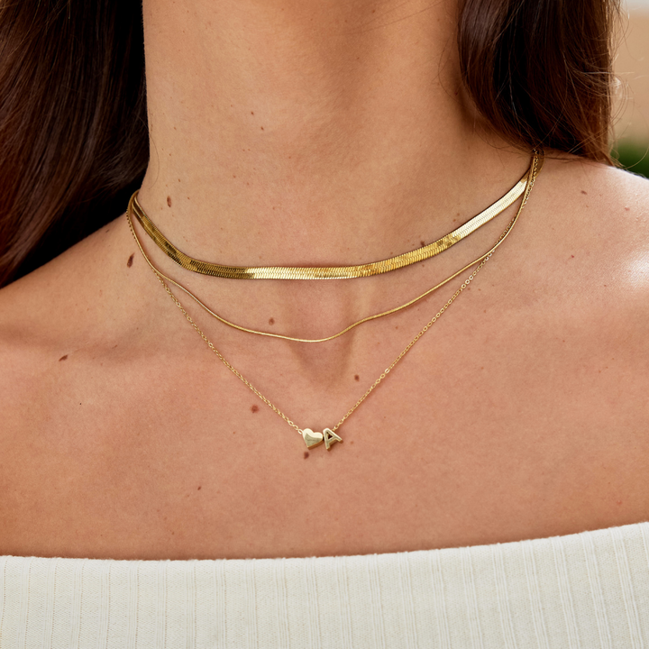 Classic Heart Pendant Necklace with Personalized Initial