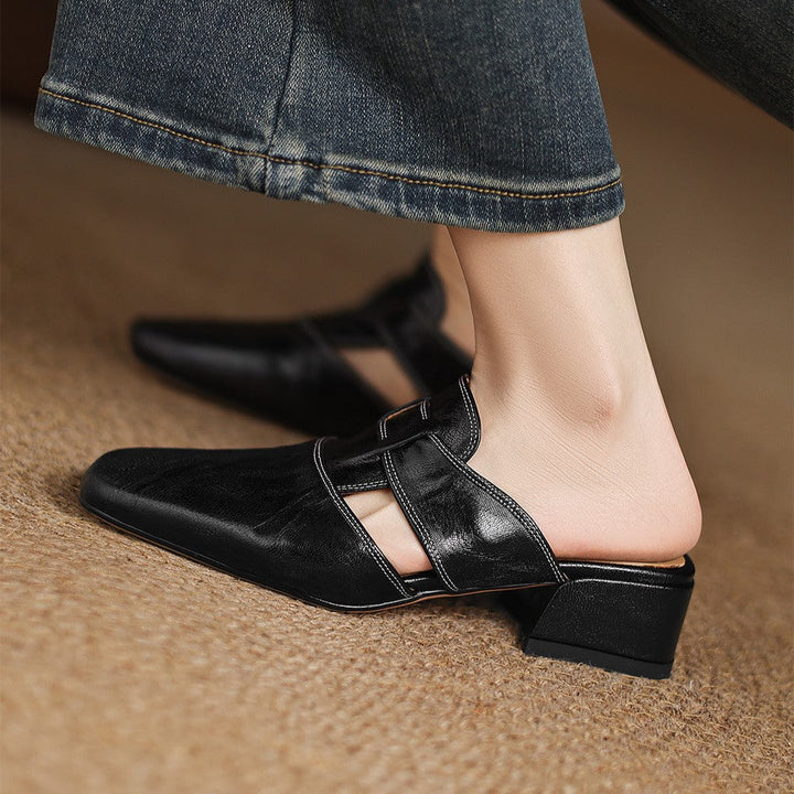 Margot™ | Polished Square-Toe Mules