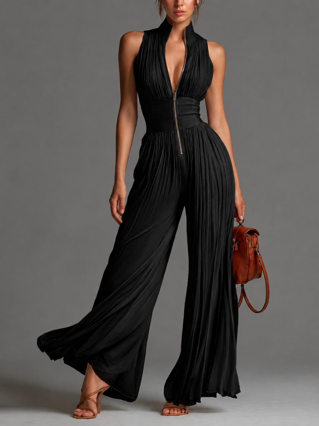 Isla™ | Ivory Cascade Halter Jumpsuit