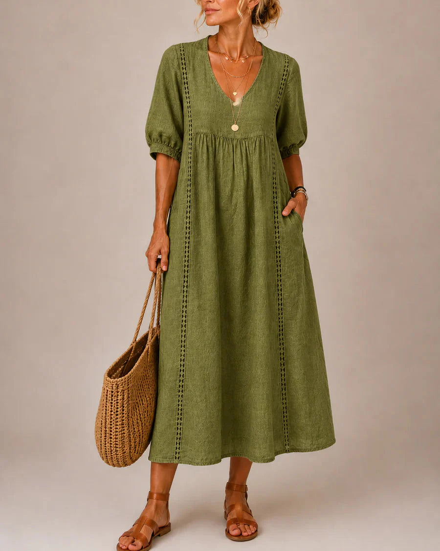 Audrey™ | Robe midi œillets ensoleillée