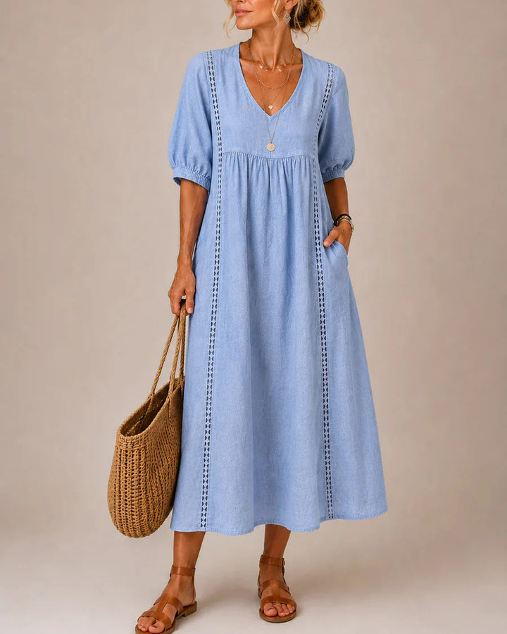 Audrey™ | Robe midi œillets ensoleillée