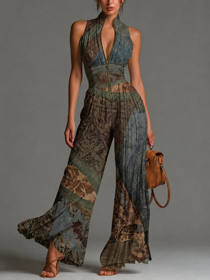 Isla™ | Ivory Cascade Halter Jumpsuit