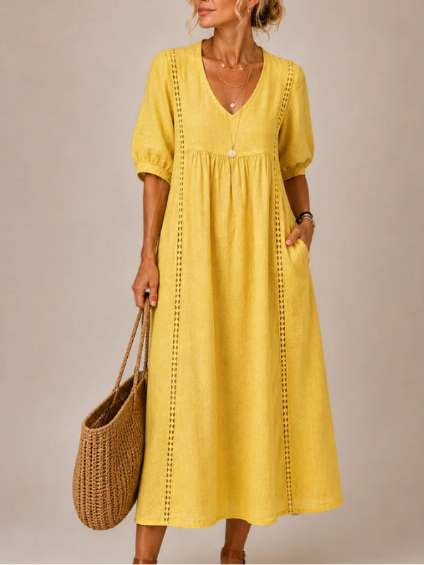 Audrey™ | Robe midi œillets ensoleillée