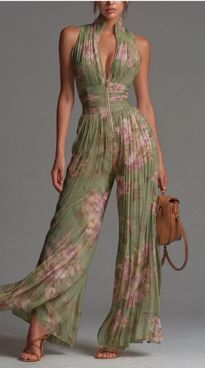 Isla™ | Ivory Cascade Halter Jumpsuit