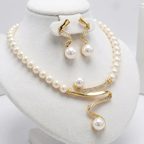 Natural Pearl Necklace and Earring Set