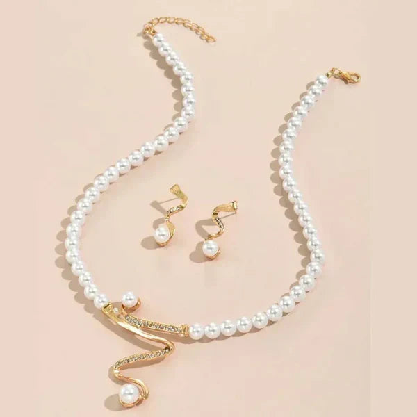 Natural Pearl Necklace and Earring Set