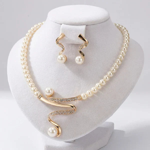 Natural Pearl Necklace and Earring Set