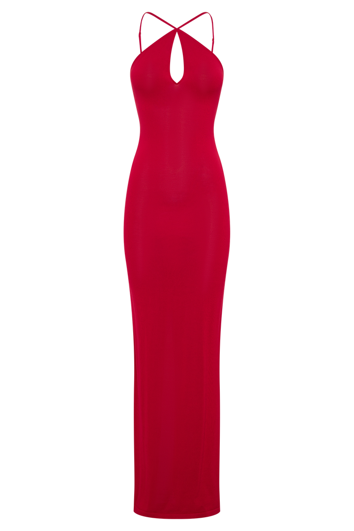 Ashtin Cross Front Knit Maxi Dress - Red
