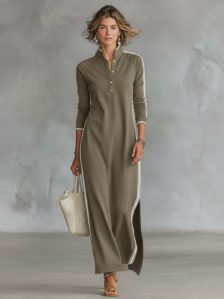 Camille™ | Contrast-Trim Sport Maxi Dress