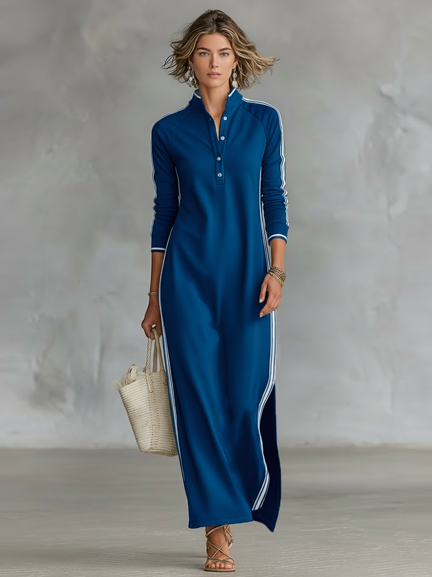 Camille™ | Contrast-Trim Sport Maxi Dress