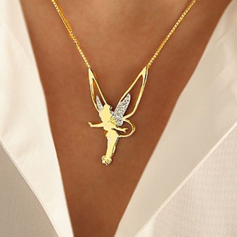 Fairy Pendant on a Golden Necklace
