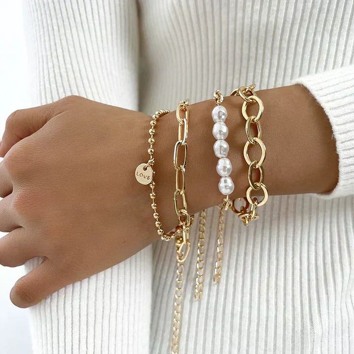 Gold Pearl Bracelet Collection