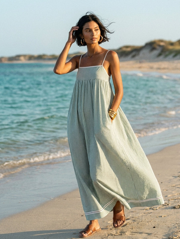 Elara™ | Seaside Stripe Maxi Dress