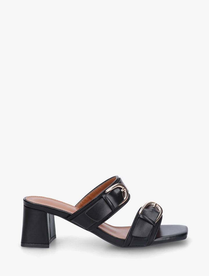 Valerie™ | Midnight Double-Buckle Mules
