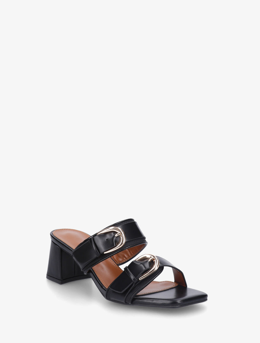 Valerie™ | Midnight Double-Buckle Mules