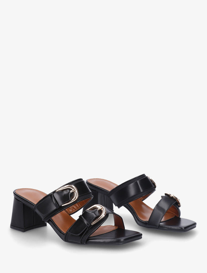Valerie™ | Midnight Double-Buckle Mules